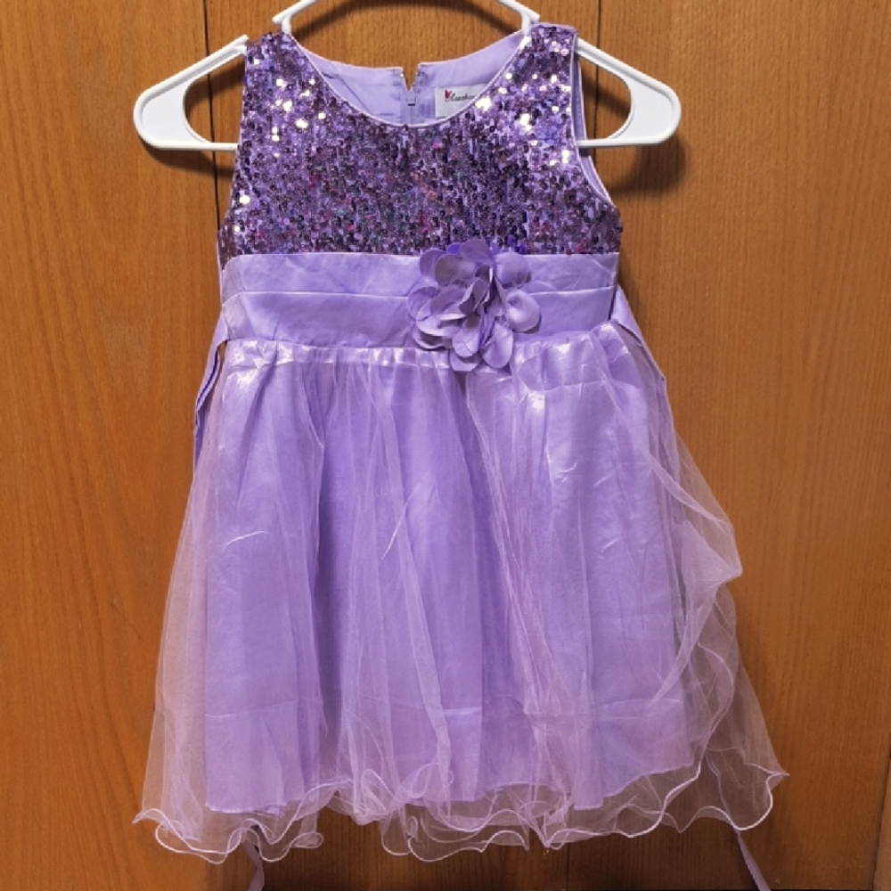 Purple Sequin Kids Dress